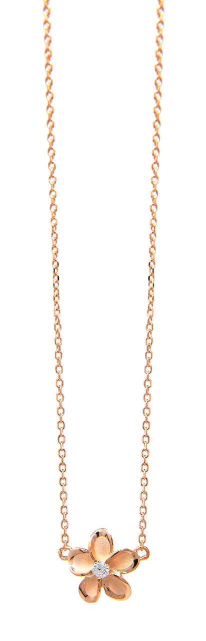 Moana Collection Rose Gold Pendant Chain Necklace: Solid Plumeria
