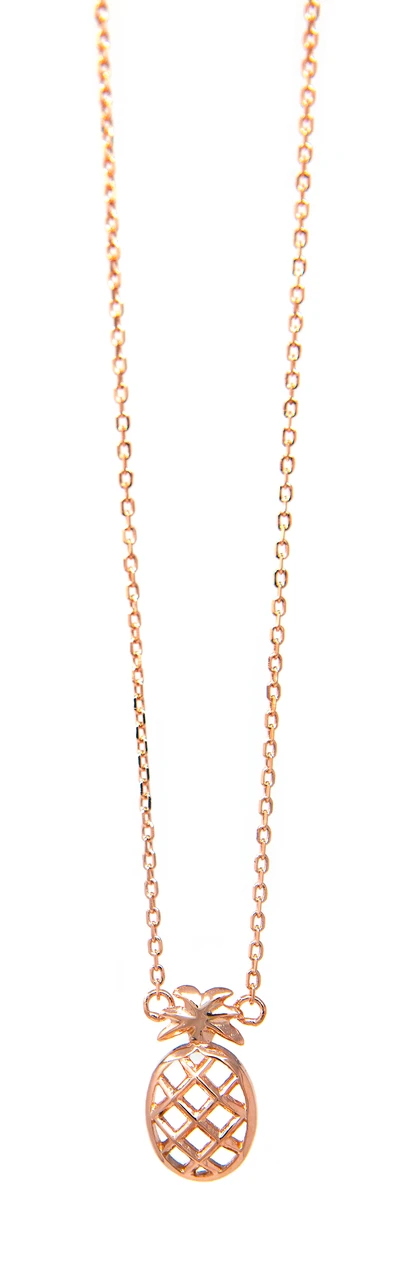 Moana Collection Rose Gold Pendant Chain Necklace: Pineapple