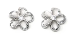 Moana Collection Sterling Silver Earring Stud: Solid Plumeria