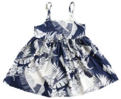 Girl's Aloha Sundress - Navy With Cream Floral