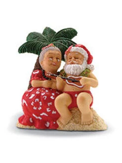 Polyresin Christmas Ornament: Serenading Santa